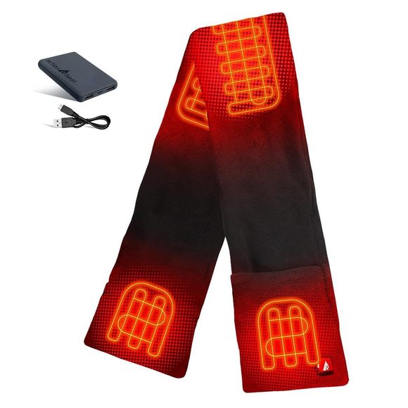 5v Battery Heated Fleece Scarf With Built-in Heating Panels Black Scarf With🖤